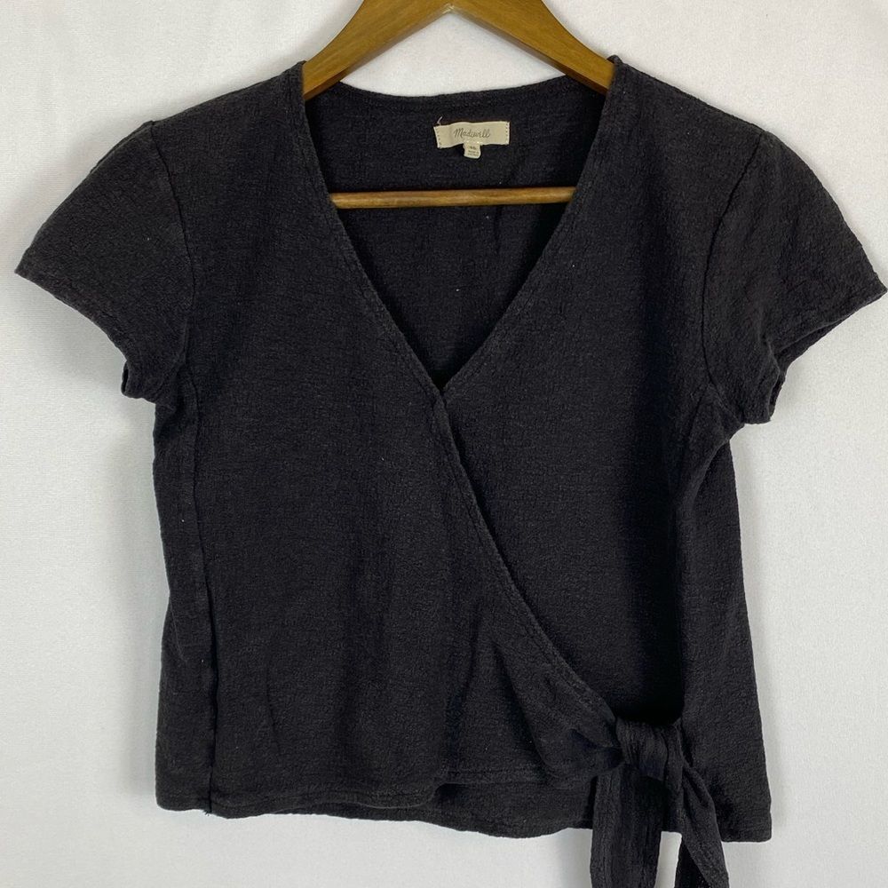 Madewell Texture & Thread Wrap Top Black
